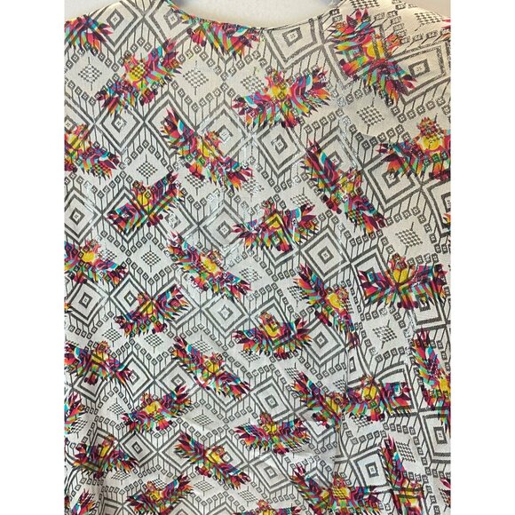 Nicole Miller Artelier Poncho Wrap Cover Up Rainbow Aztec Mexican Black NWT $275 - Picture 9 of 11
